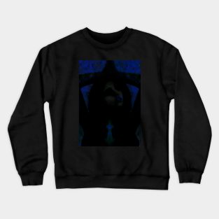 Portrait, digital collage, special processing. Beautiful but dark, like witch, woman. Tale. Dark and blue. Crewneck Sweatshirt